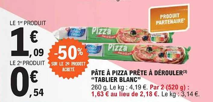 PÂTE À PIZZA PRÊTE À DÉROULER “TABLIER BLANC”