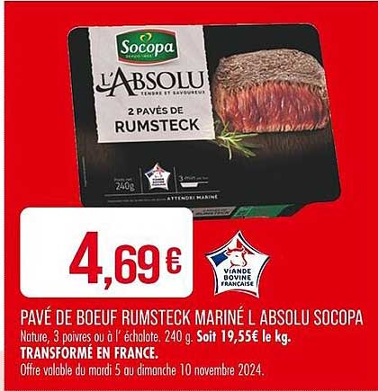 PAVÉ DE BOEUF RUMSTECK MARINÉ L'ABSOLU SOCOPA