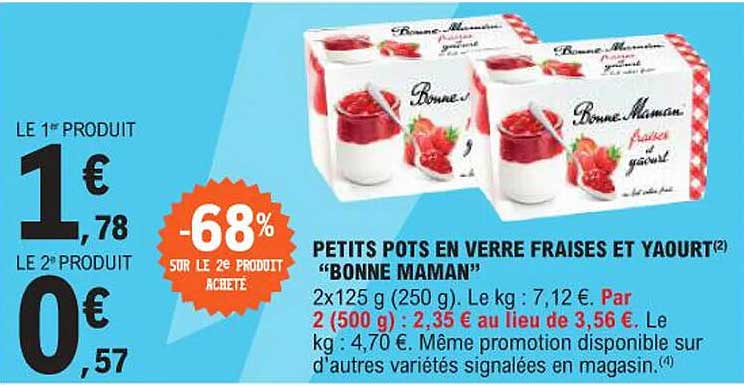 PETITS POTS EN VERRE FRAISES ET YAOURT "BONNE MAMAN"