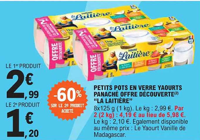 PETITS POTS EN VERRE YAOURTS PANACHÉ OFFRE DÉCOUVERTE “LA LAITIÈRE”