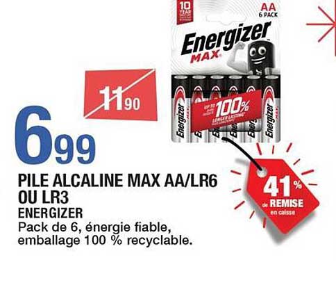 PILE ALCALINE MAX AA/LR6 OU LR3 ENERGIZER