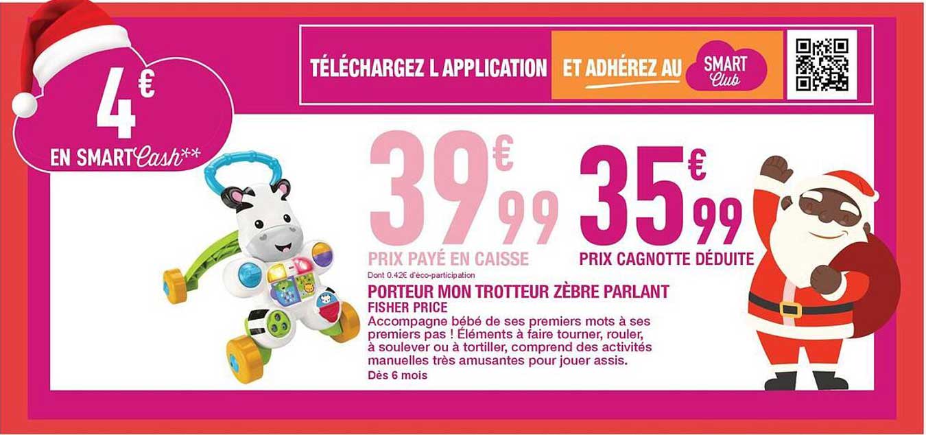 PORTEUR MON TROTEUR ZÈBRE PARLANT FISHER PRICE