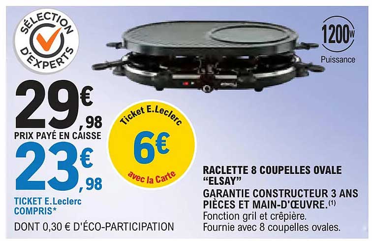 RACLETTE 8 COUPELLES OVALE "ELSAY"