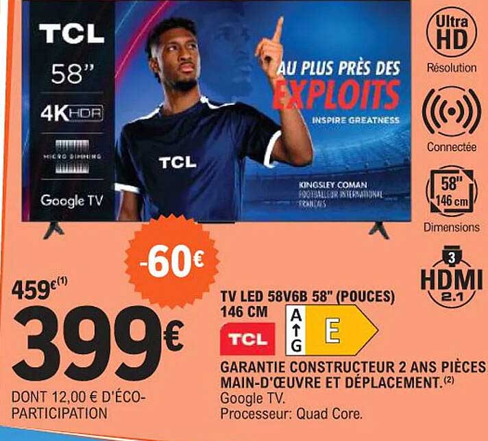 TCL TV LED 58V6B 58" (POUCES) 146 CM