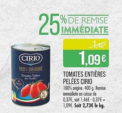 TOMATES ENTIÈRES PELÉES CIRIO