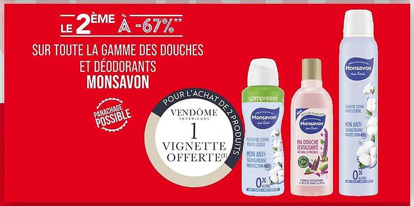 Toute la gamme des douches et déodorants MONSAVON