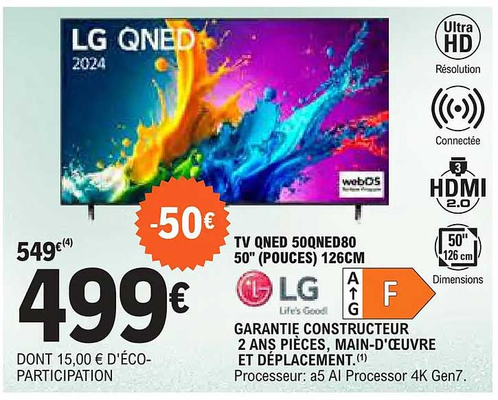 TV QNED 50QNED80 50" (POUCES) 126CM