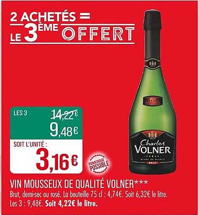 VIN MOUSSEUX DE QUALITÉ VOLNER***