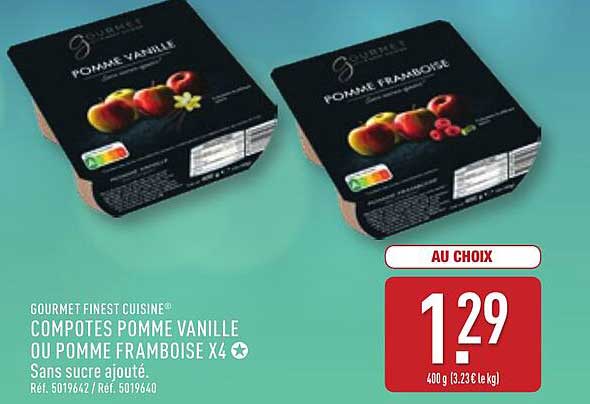 COMPOTES POMME VANILLE OU POMME FRAMBOISE X4