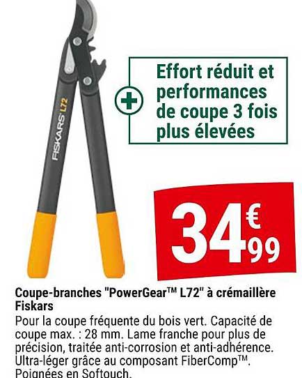 Coupe-branches "PowerGear™ L72" à crémaillère Fiskars