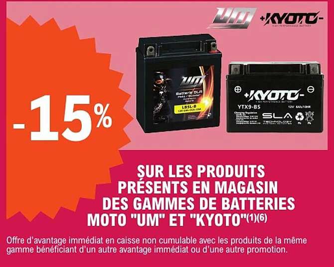 DES GAMMES DE BATTERIES MOTO "UM" ET "KYOTO"