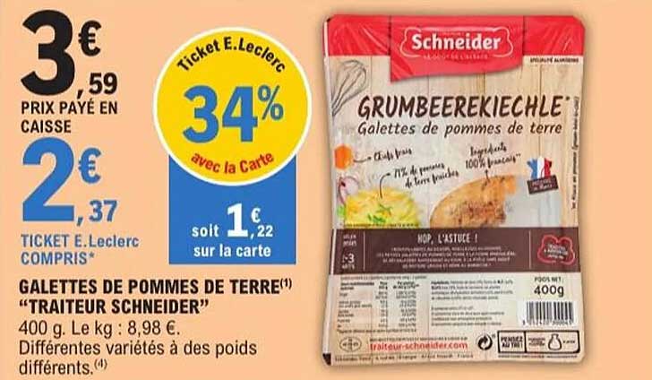 GALETTES DE POMMES DE TERRE "TRAITEUR SCHNEIDER"