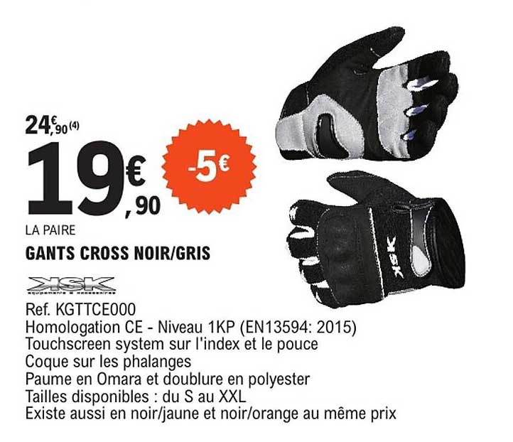 GANTS CROSS NOIR/GRIS