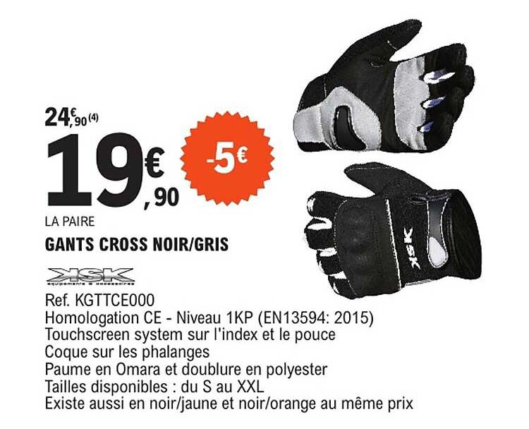 GANTS CROSS NOIR/GRIS