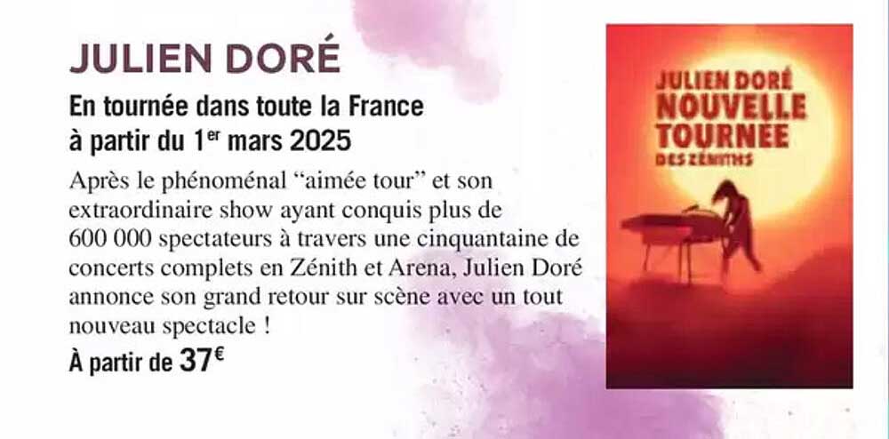 JULIEN DORÉ NOUVELLE TOURNEE DES ZÉNITHS