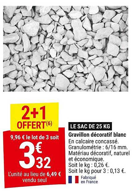 LE SAC DE 25 KG  
Gravillon décoratif blanc