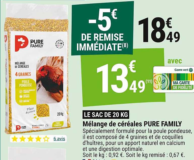 Mélange de céréales PURE FAMILY 4 GRAINES poule pondeuse