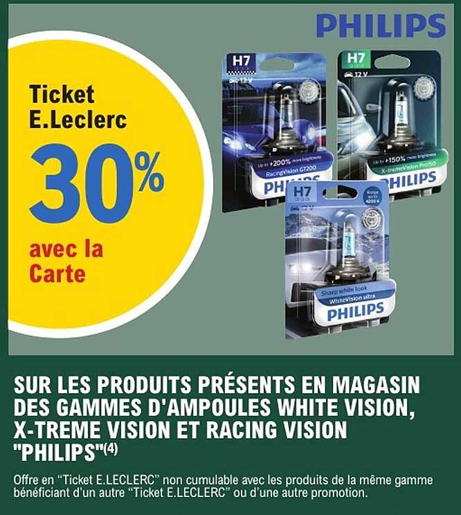 PHILIPS H7 White Vision, X-treme Vision et Racing Vision