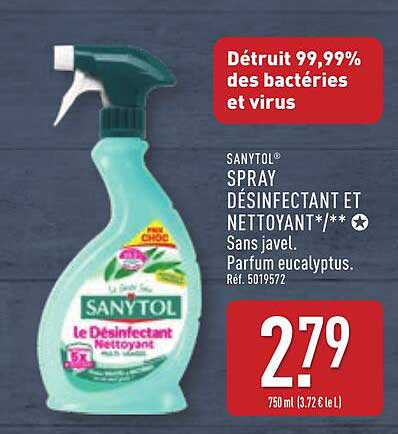 SANYTOL® SPRAY DÉSINFECTANT ET NETTOYANT