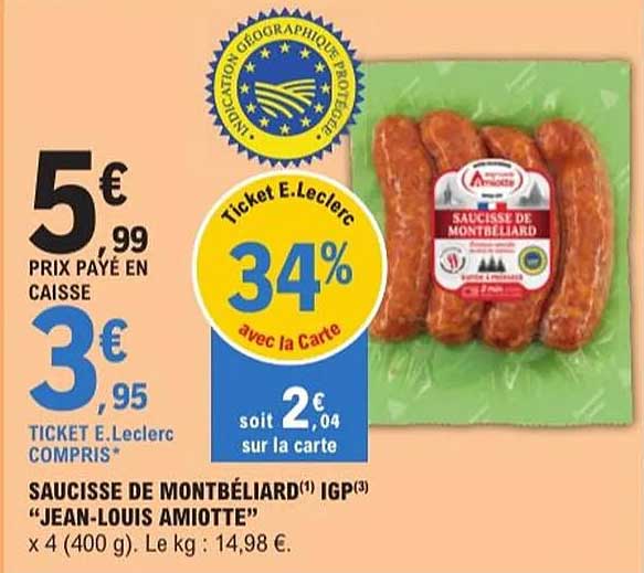 SAUCISSE DE MONTBÉLIARD IGP "JEAN-LOUIS AMIOTTE"