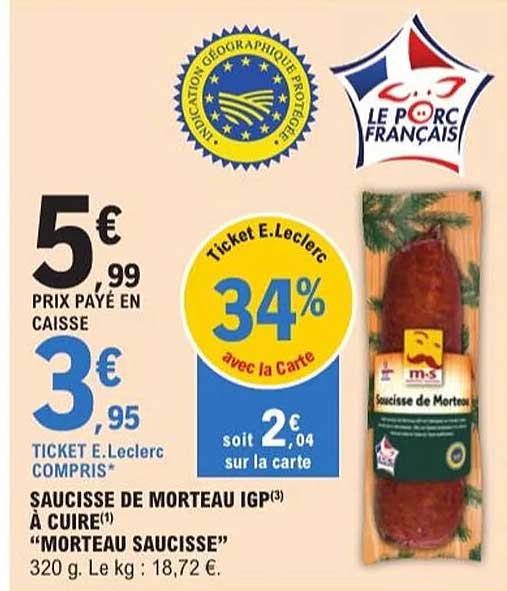 Saucisse de Morteau IGP à cuire