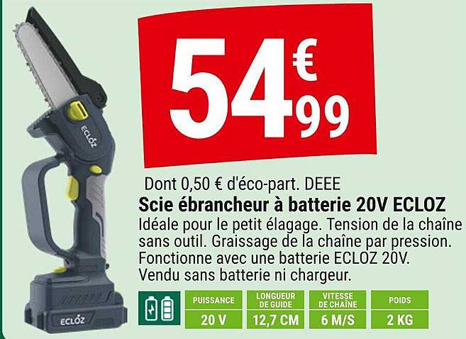 Scie ébrancheur à batterie 20V ECLOZ