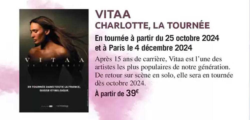 VITAA CHARLOTTE, LA TOURNÉE