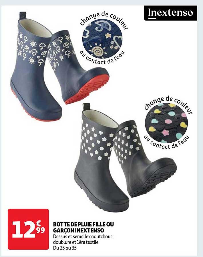 Botte De Pluie Fille Ou Garcon Inextenso offre chez Auchan