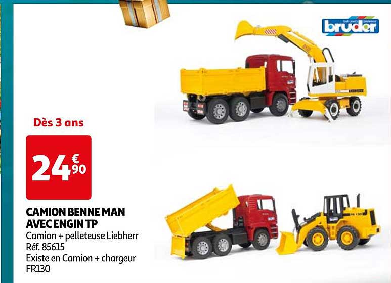 CAMION BENNE MAN AVEC ENGIN TP