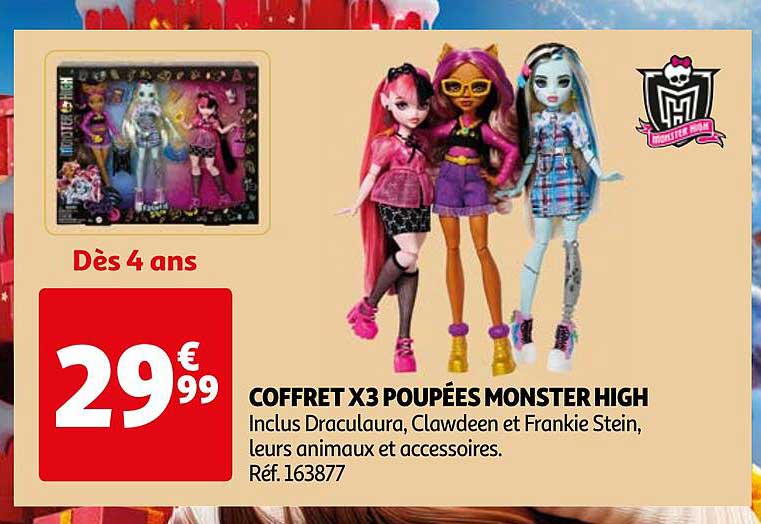 COFFRET X3 POUPEES MONSTER HIGH