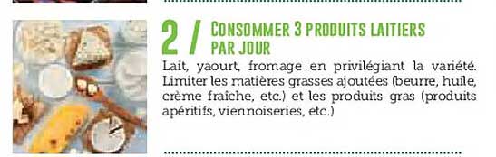 CONSUMMER 3 PRODUITS LAITIERS PAR JOUR