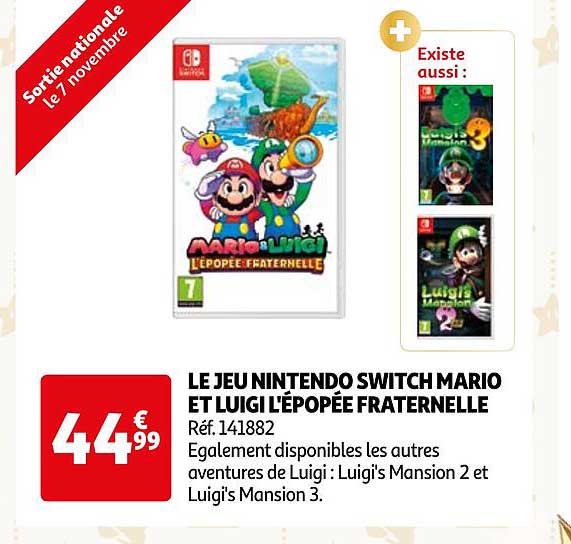 LE JEU NINTENDO SWITCH MARIO ET LUIGI L'ÉPOPEE FRATERNELLE