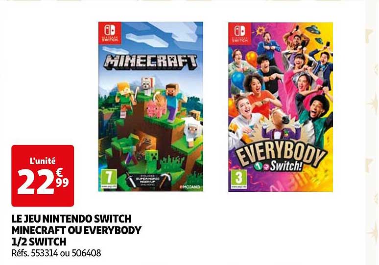 LE JEU NINTENDO SWITCH MINECRAFT OU EVERYBODY 1/2 SWITCH