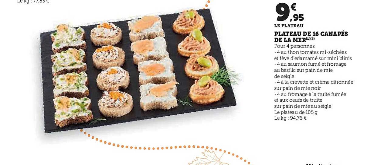 PLATEAU DE 16 CANAPÉS DE LA MER