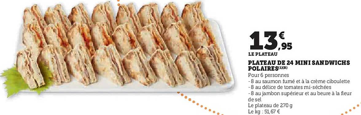 PLATEAU DE 24 MINI SANDWICHS POLAIRES