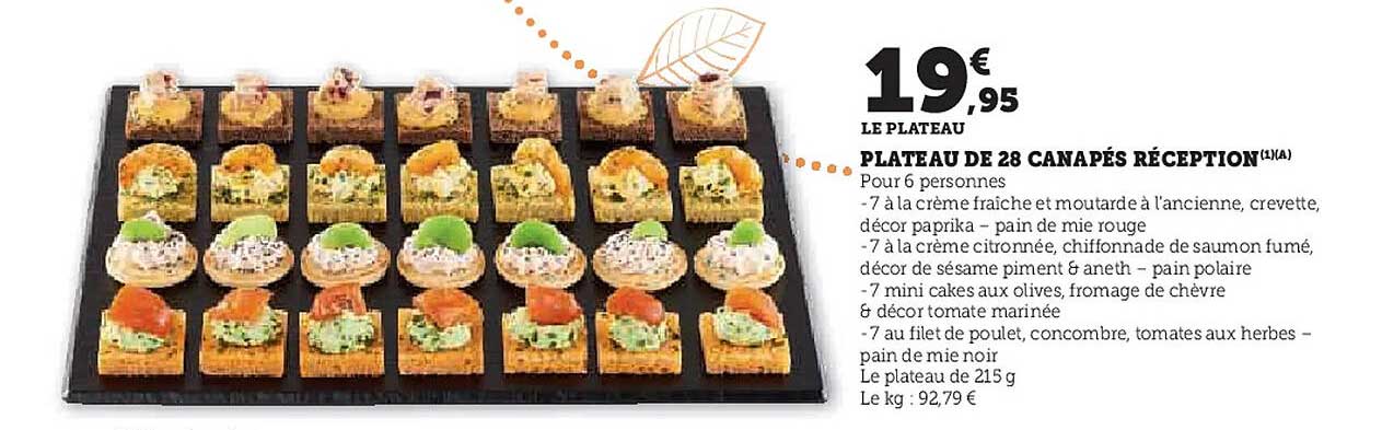 PLATEAU DE 28 CANAPÉS RÉCEPTION