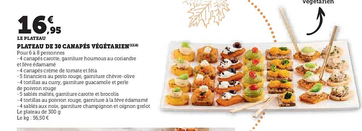 PLATEAU DE 30 CANAPÉS VÉGÉTARIEN