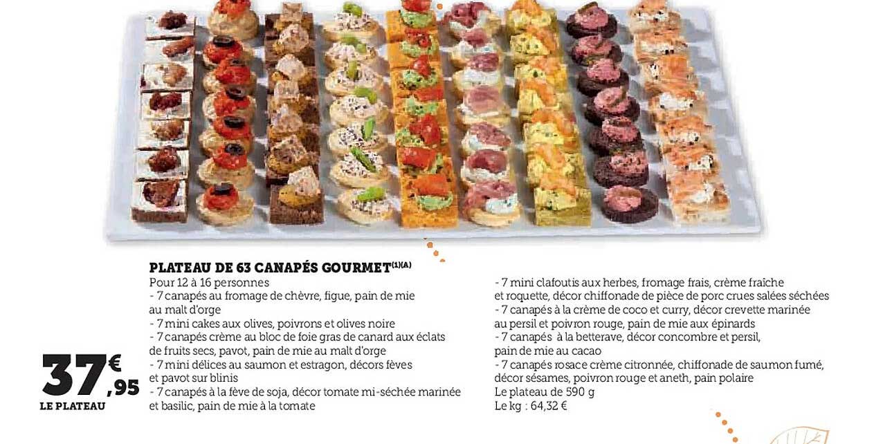 PLATEAU DE 63 CANAPÉS GOURMET