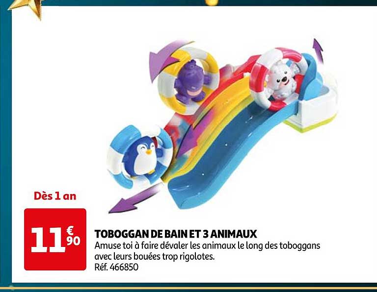 TOBOGGAN DE BAIN ET 3 ANIMAUX