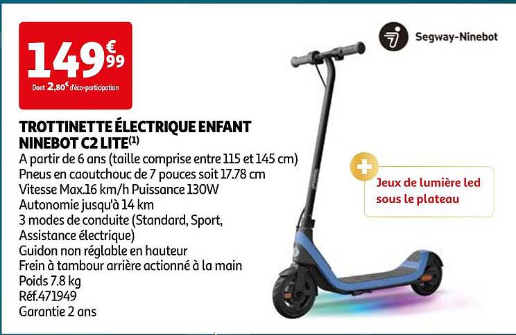 TROTTINETTE ÉLECTRIQUE ENFANT NINEBOT C2 LITE