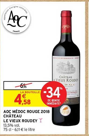 AOC MÉDOC ROUGE 2018 CHÂTEAU LE VIEUX ROUDEY