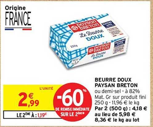 BEURRE DOUX PAYSAN BRETON