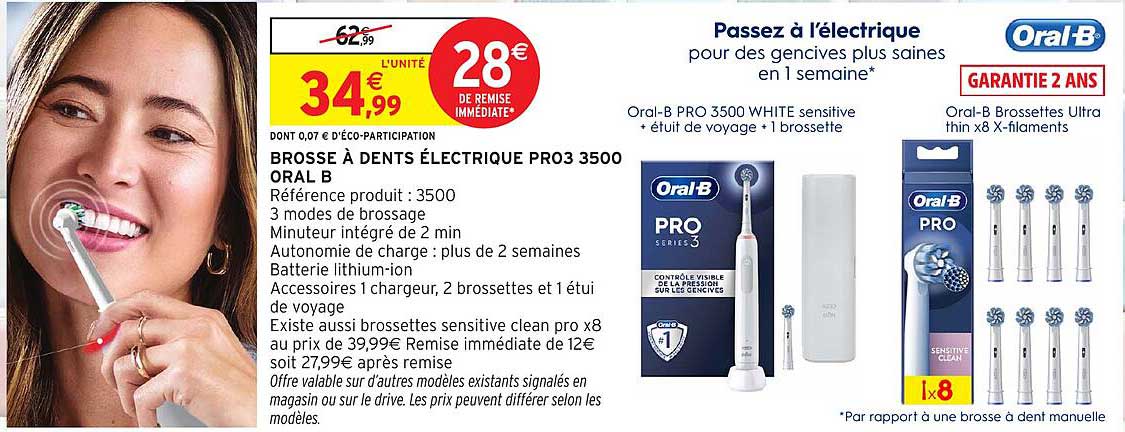 BROSSE À DENTS ÉLECTRIQUE PRO 3500 ORAL B