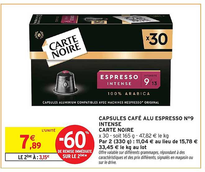 CAPSULES CAFÉ ALU ESPRESSO N°9 INTENSE