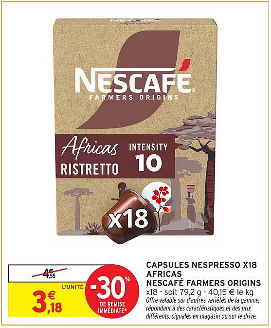 CAPSULES NESPRESSO X18 AFRICAS NESCAFÉ FARMERS ORIGINS