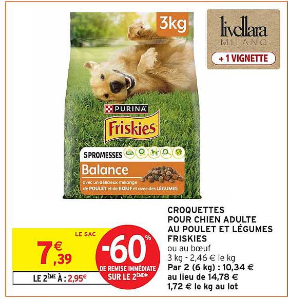 CROQUETTES POUR CHIEN ADULTE AU POULET ET LÉGUMES FRISKIES