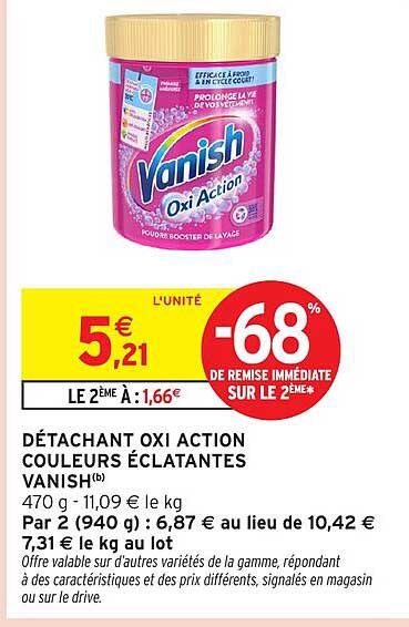 DÉTACHANT OXI ACTION COULEURS ÉCLATANTES VANISH