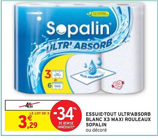 ESSUIE-TOUT ULTRA'ABSORB BLANC X3 MAXI ROULEAUX SOPALIN