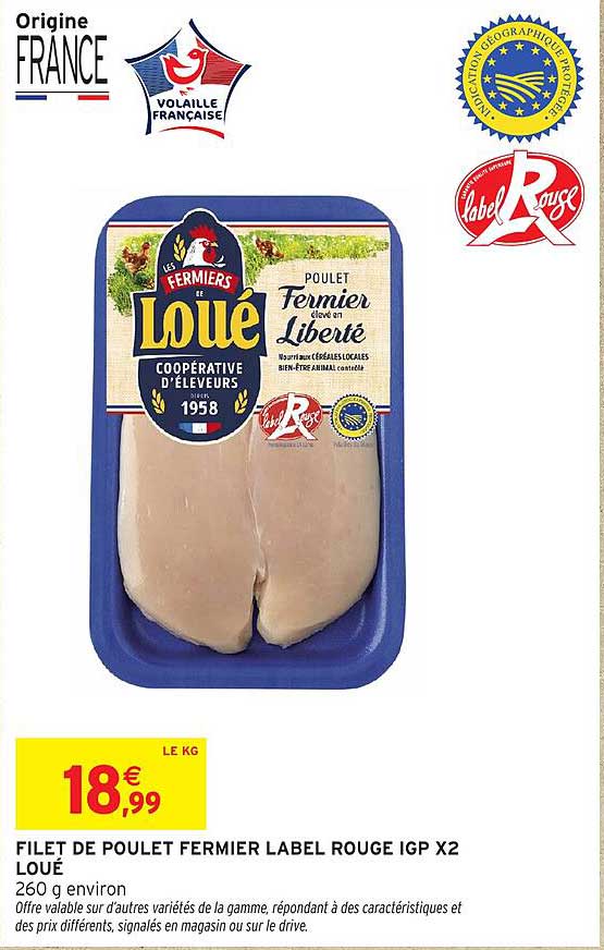 FILET DE POULET FERMIER LABEL ROUGE IGP X2 LOUÉ