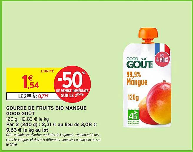 GOURDE DE FRUITS BIO MANGUE GOOD GOUT